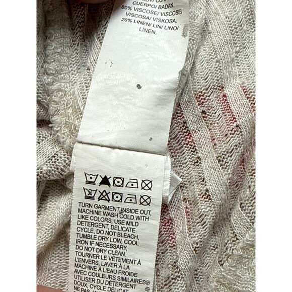 Lucky Brand Floral Oversized Flowy Sleeveless Tunic Top Sz L Linen Blend Ribbed - Picture 7 of 9